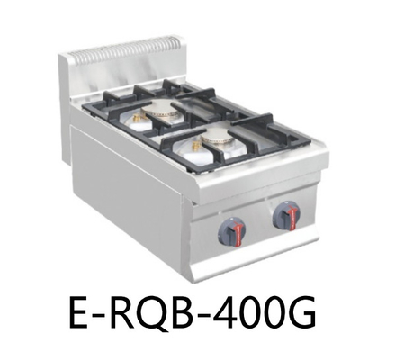 E-RQB-400G معدات مطبخ المطاعم التجارية كونترتوب موقد غاز مزدوج الموقد