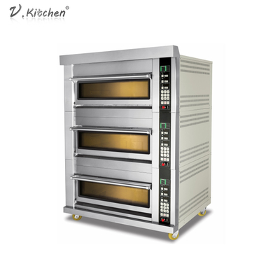 180KW الفولاذ المقاوم للصدأ آلة الخبز ثلاثية الطوابق ستة لوحات