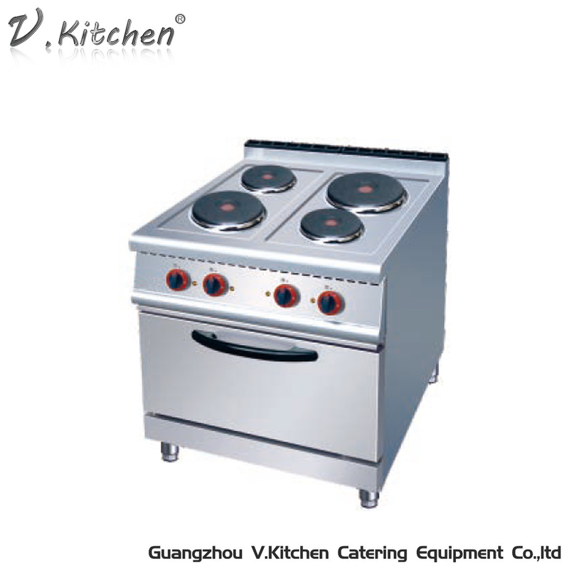 معدات مطبخ المطاعم التجارية الكهربائية 4-Round Hot Plate Cooker مع خزانة